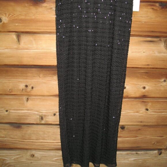 Mac Duggal 5625 Womens Black BEADED CAP SLEEVE V NECK COLUMN GOWN Dress - Picture 9 of 12